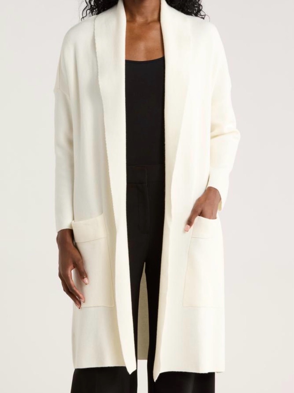 Love By Design Ivory Open-Front Long Cardigan